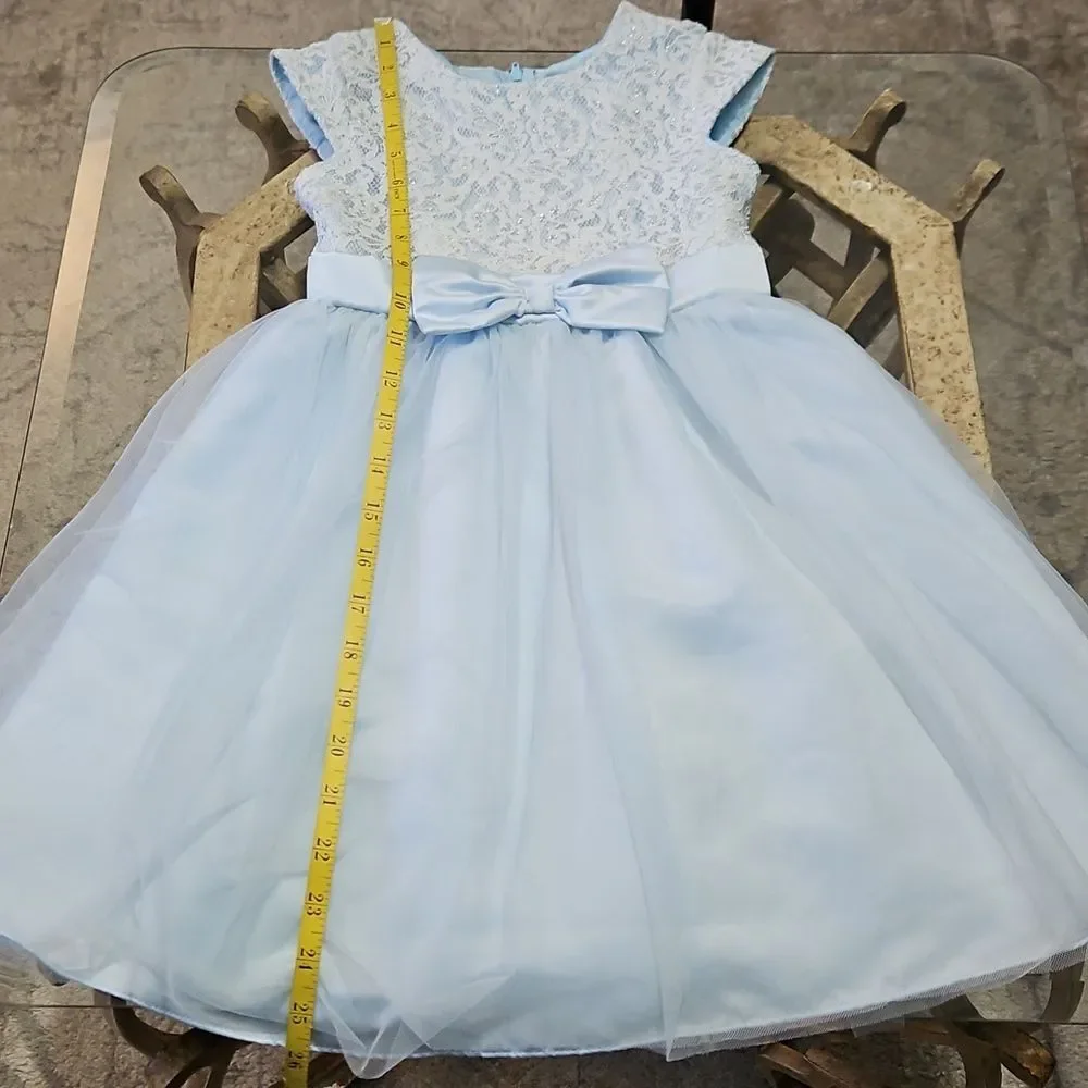 Rare Editions Ice Blue  Lace Mesh Girls Dress Size 6